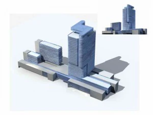 citt&agrave; - edificio per uffici commerciali multipiano 111 Modello 3D
