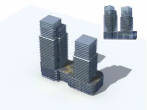 city - multi-storey commercial office building 114 3D Model