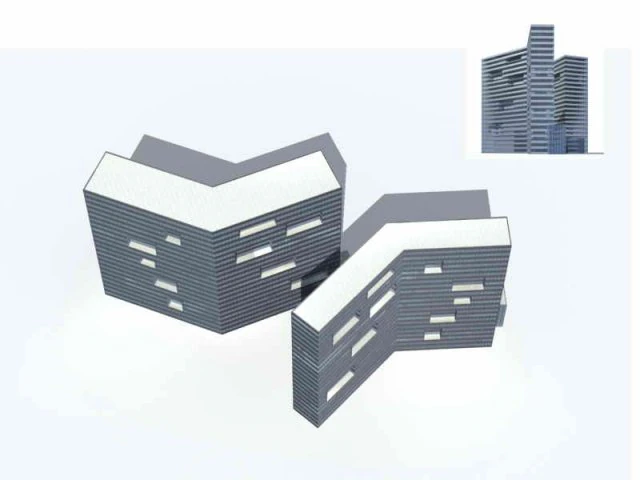 city - multi-storey commercial office building 115 3D Model .c4d .max .obj .3ds .fbx .stl .blend 