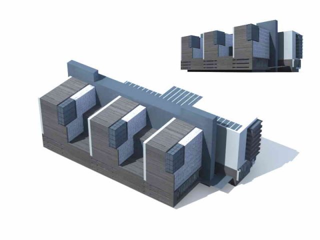 city - multi-storey commercial office building 121 3D Модель .c4d .max .obj .3ds .fbx .stl .blend 