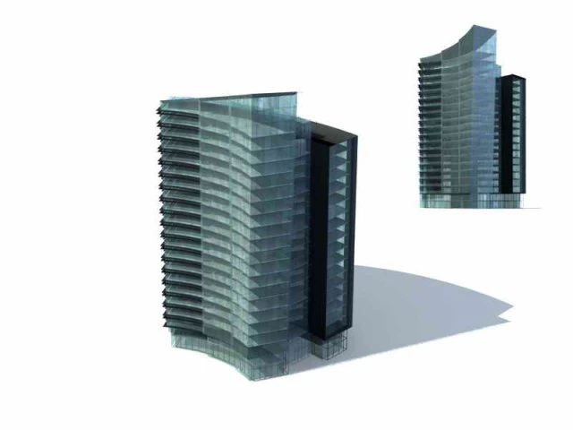 city - multi-storey commercial office building 123 3D Model .c4d .max .obj .3ds .fbx .stl .blend 