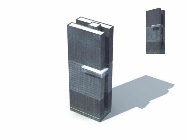 city - multi-storey commercial office building 130 3D Model .c4d .max .obj .3ds .fbx .stl .blend 