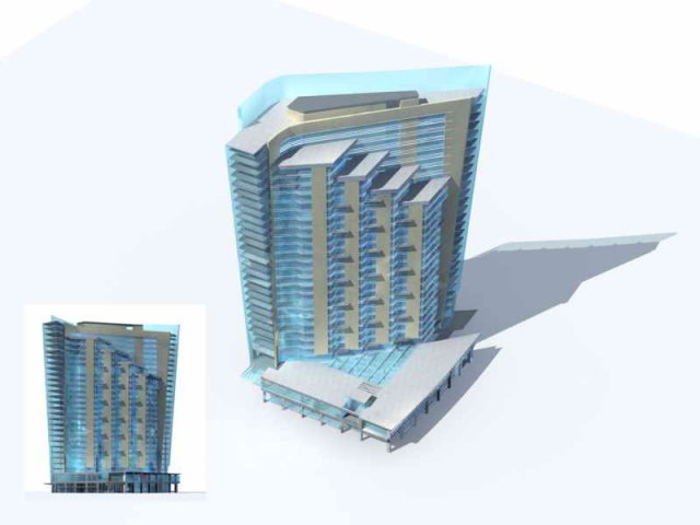 city - multi-storey commercial office building 136 3D Модель .c4d .max .obj .3ds .fbx .stl .blend 