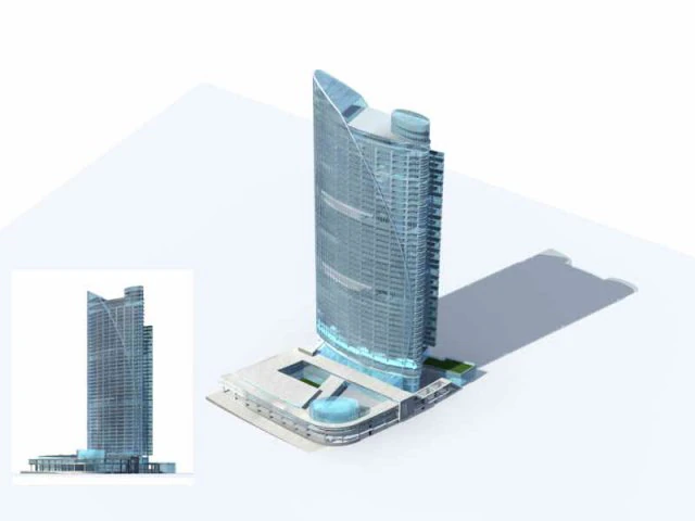 city - multi-storey commercial office building 139 3D Model .c4d .max .obj .3ds .fbx .stl .blend