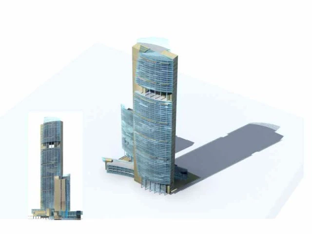 city - multi-storey commercial office building 144 3D Model .c4d .max .obj .3ds .fbx .stl .blend 