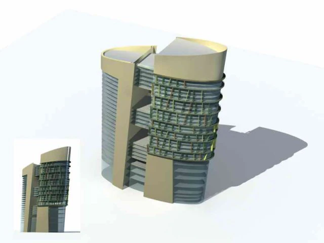 city - multi-storey commercial office building 153 3D Model .c4d .max .obj .3ds .fbx .stl .blend 