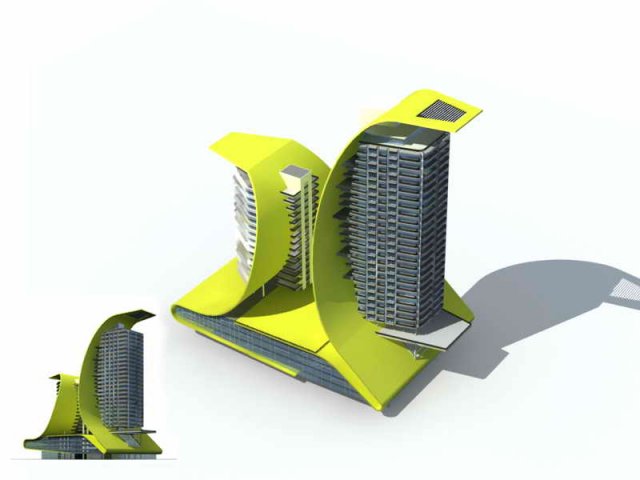 city - multi-storey commercial office building 161 3D Model .c4d .max .obj .3ds .fbx .stl .blend 