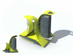 city - multi-storey commercial office building 161 3D Model