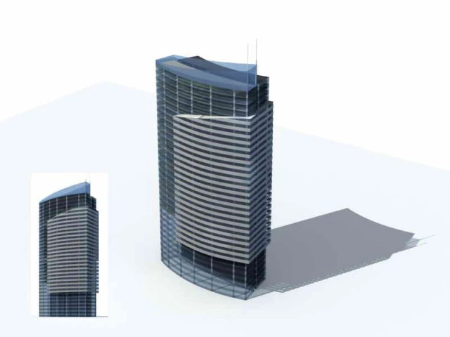 city - multi-storey commercial office building 166 3D Model .c4d .max .obj .3ds .fbx .stl .blend 