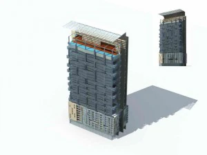 city - multi-storey commercial office building 167 3D Model