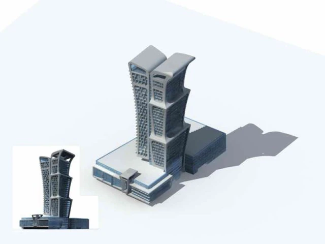 city - multi-storey commercial office building 169 3D Model .c4d .max .obj .3ds .fbx .stl .blend 