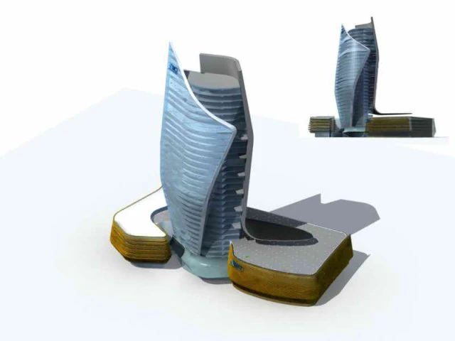 city - multi-storey commercial office building 170 3D Model .c4d .max .obj .3ds .fbx .stl .blend