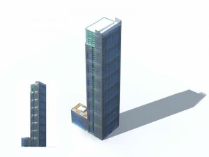 city - multi-storey commercial office building 175 Model 3D