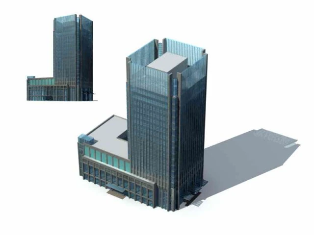 city - multi-storey commercial office building 179 3D Model .c4d .max .obj .3ds .fbx .stl .blend 