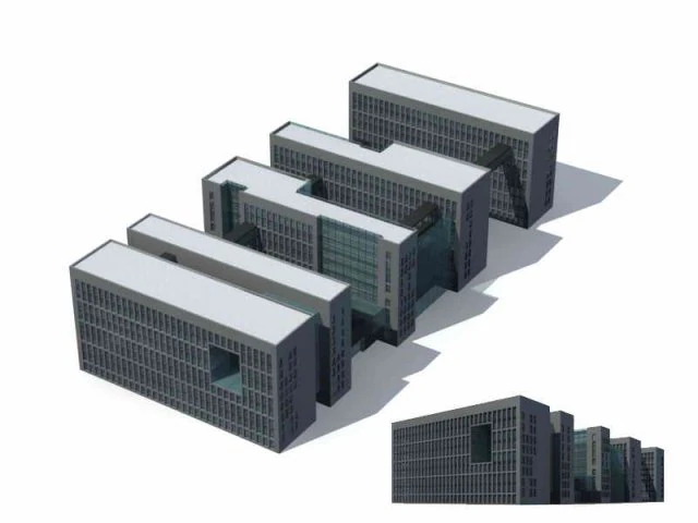 city - multi-storey commercial office building 181 3D Model .c4d .max .obj .3ds .fbx .stl .blend 