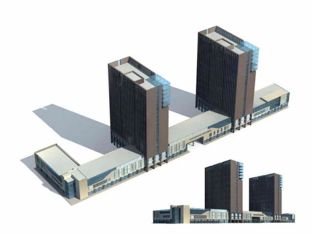 city - multi-storey commercial office building 183 3D Model .c4d .max .obj .3ds .fbx .stl .blend