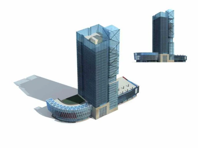 city - multi-storey commercial office building 184 3D Model .c4d .max .obj .3ds .fbx .stl .blend 