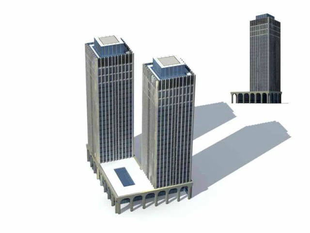 city - multi-storey commercial office building 185 3D Model .c4d .max .obj .3ds .fbx .stl .blend 