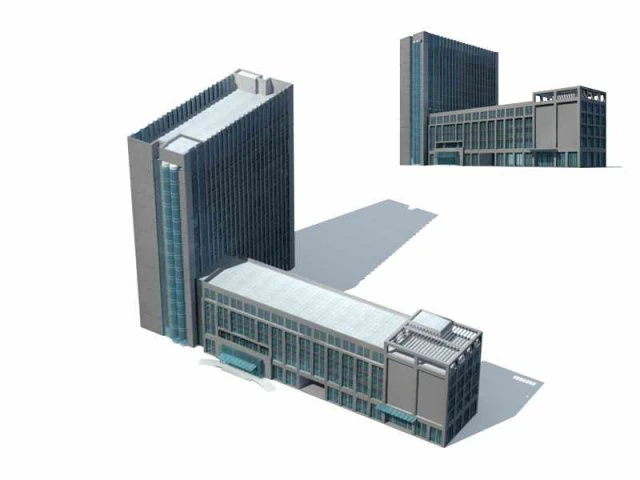 city - multi-storey commercial office building 187 3D Model .c4d .max .obj .3ds .fbx .stl .blend 