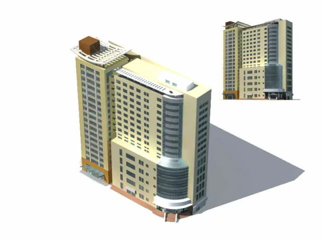 city - multi-storey commercial office building 191 3D Model .c4d .max .obj .3ds .fbx .stl .blend 