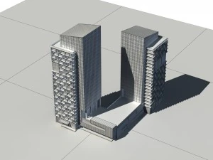 city - multi-storey commercial office building 205 3D Model