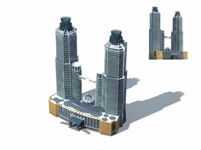 city - multi-storey commercial office building 212 3D Model .c4d .max .obj .3ds .fbx .stl .blend