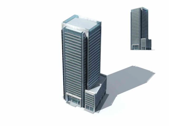 city - multi-storey commercial office building 214 3D Model .c4d .max .obj .3ds .fbx .stl .blend 