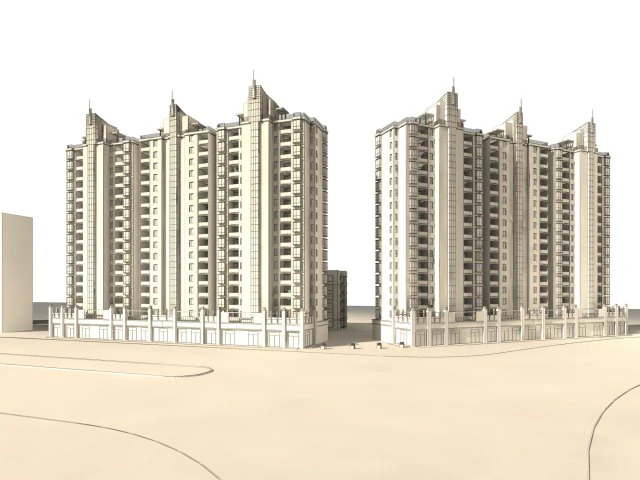 city - multi-storey commercial office building 220 3D Model .c4d .max .obj .3ds .fbx .stl .blend 