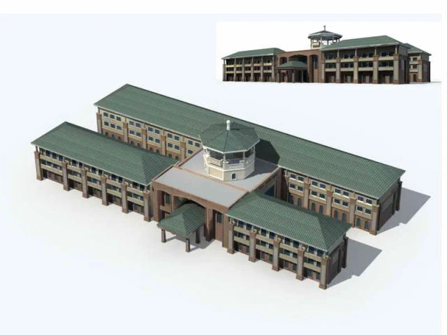 city - multi-storey commercial office building 224 3D Model .c4d .max .obj .3ds .fbx .stl .blend 