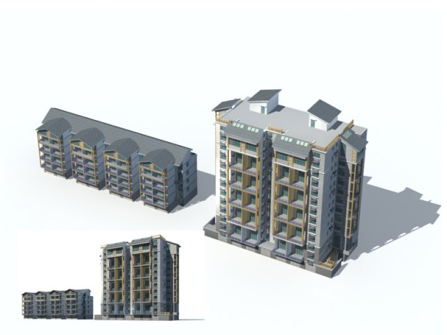city construction - large real estate residences 8 3D-Modell .c4d .max .obj .3ds .fbx .stl .blend 