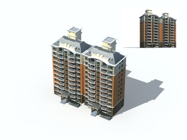city construction - large real estate residences 23 3D Модель .c4d .max .obj .3ds .fbx .stl .blend 