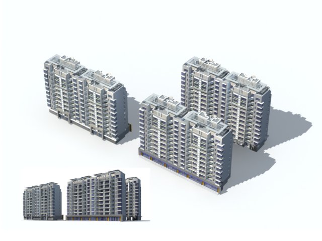 city construction - large real estate residences 30 3D Model .c4d .max .obj .3ds .fbx .stl .blend 