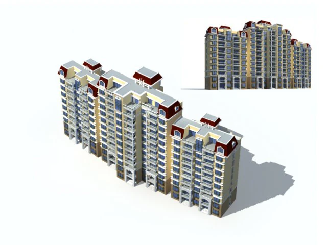 city construction - large real estate residences 48 3D Model .c4d .max .obj .3ds .fbx .stl .blend 
