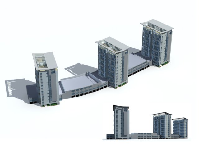 city construction - large real estate residences 51 3D Model .c4d .max .obj .3ds .fbx .stl .blend 