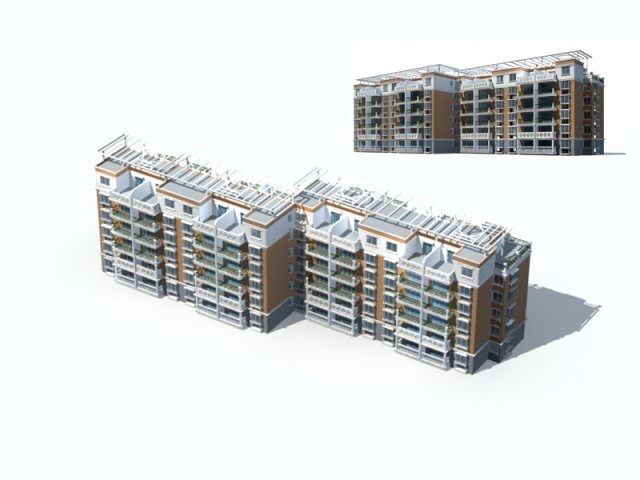 city construction - large real estate residences 54 3D Model .c4d .max .obj .3ds .fbx .stl .blend 