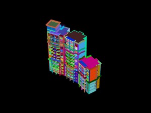 city construction - large real estate residences 64 Modelo 3D