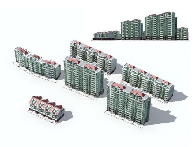 city construction - large real estate residences 66 3D मॉडल .c4d .max .obj .3ds .fbx .stl .blend 