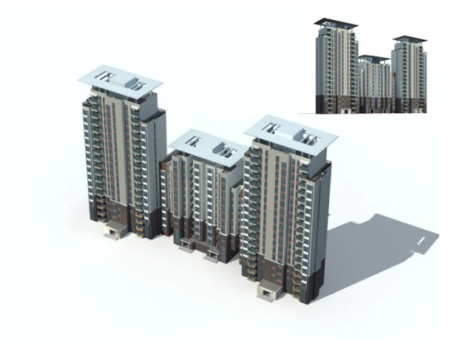 city construction - large real estate residences 69 3D Model .c4d .max .obj .3ds .fbx .stl .blend 