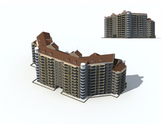 city construction - large real estate residences 84 3D Model .c4d .max .obj .3ds .fbx .stl .blend 