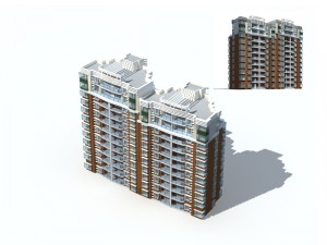 city construction - large real estate residences 85 Modèle 3D