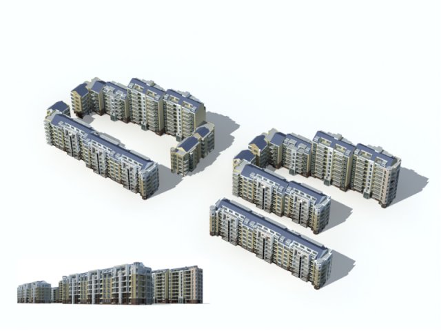 city construction - large real estate residences 86 3D Model .c4d .max .obj .3ds .fbx .stl .blend 