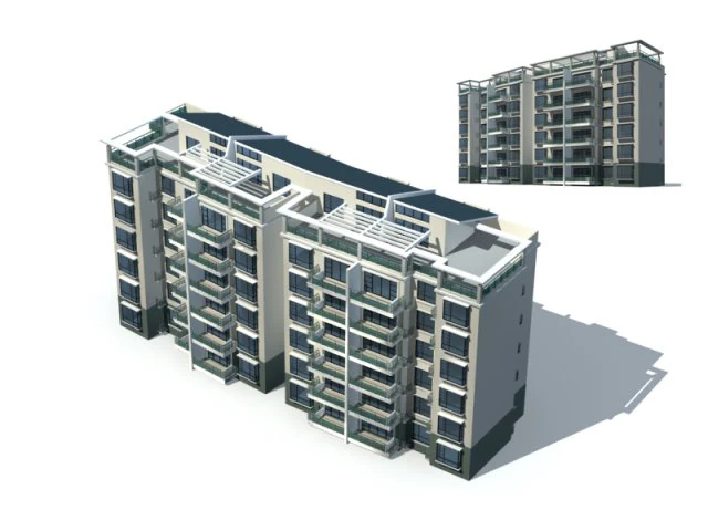 city construction - large real estate residences 88 3D Model .c4d .max .obj .3ds .fbx .stl .blend 