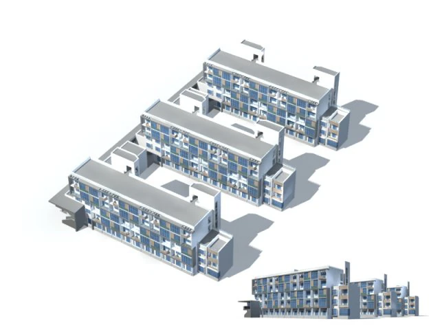 city construction - large real estate residences 454 3D Model .c4d .max .obj .3ds .fbx .stl .blend 