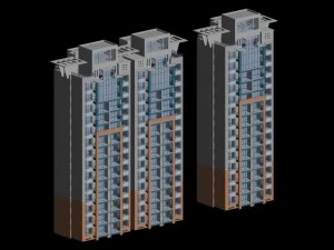 Progettazione architettonica dell'edificio per uffici del governo della citt&agrave; - 349 Modello 3D