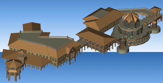 city ancient palace building luxury villas - 11 Modelo 3D .c4d .max .obj .3ds .fbx .stl .blend 