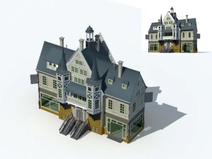 городское старинное дворцовое здание, роскошные виллы - 36 3D Модель