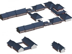 city chinese ancient luxury palace building - 01 3D Model