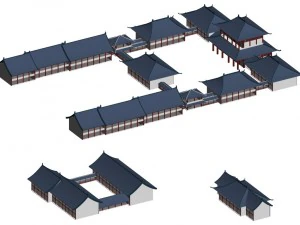 city chinese ancient luxury palace building - 01 3D Model