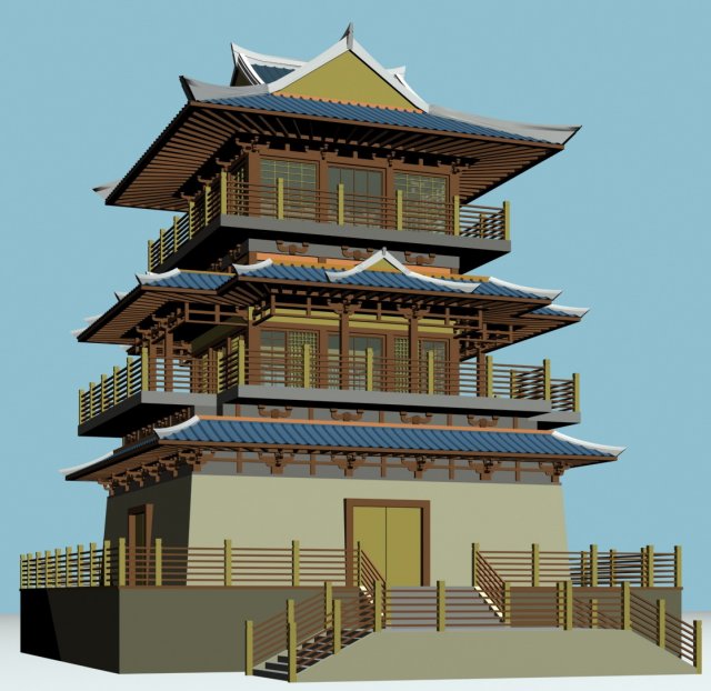 city chinese ancient luxury palace building - 02 3D 模型 .c4d .max .obj .3ds .fbx .stl .blend