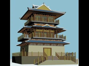 edif&iacute;cio de pal&aacute;cio de luxo antigo chin&ecirc;s da cidade - 02 Modelo 3D